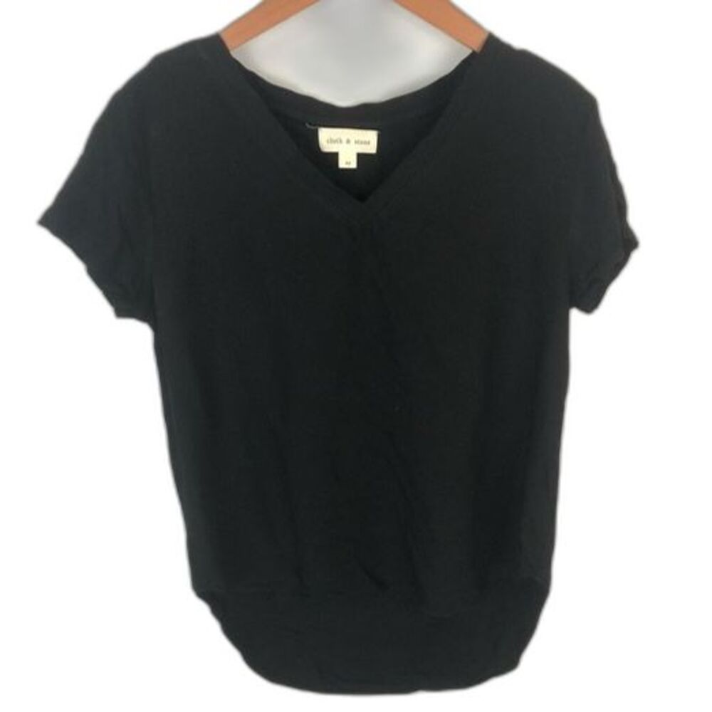 Cloth & Stone Black V-Neck Tee Size Medium Casual Comy Minimalist